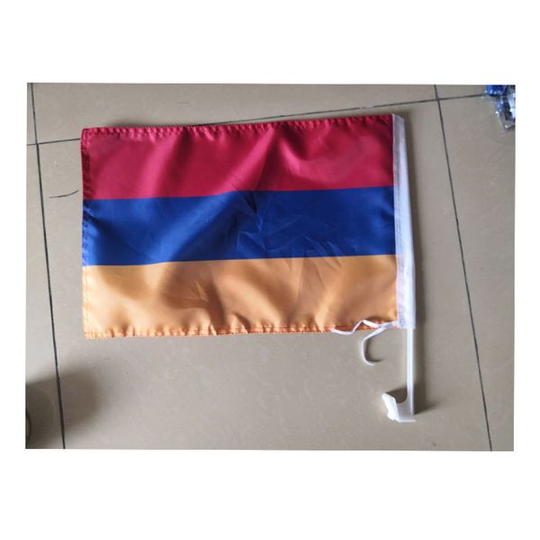 

12x18inches armenia car flag sublimation flag 100d polyester print car window flags with 43cm plastic pole ing