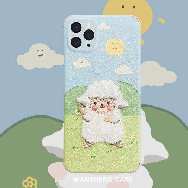 

play win embroidery sheep 12 11pro max mini x xs xr / se mobile phone case vip 7p female 8plus silk personalized creative4fre