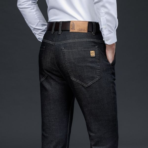 

gzhyg 2020 осенних мужские и тонкие подходят джинсы мужских случайных больших длинных брюк джинсы эластичного jeanstrousers и прямые jzqr5, Blue