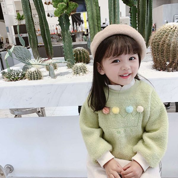 

thickened plush wear children's high plus collar bottom coat a56e, Black