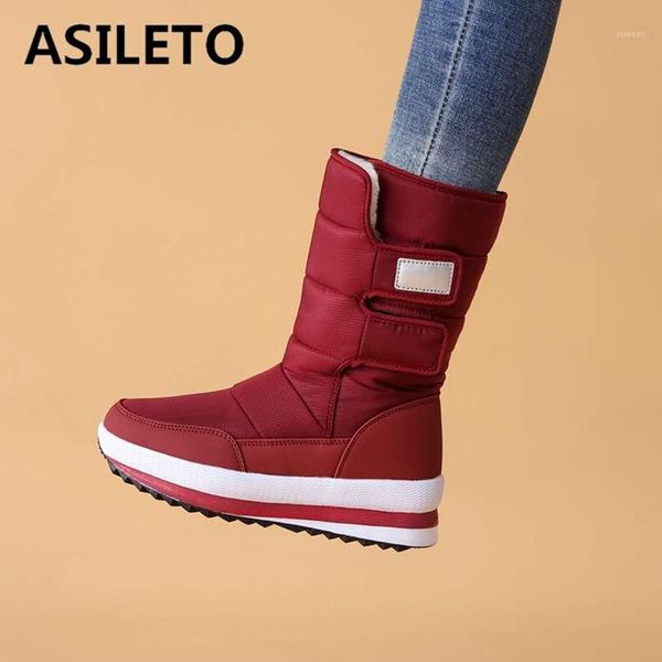 

asileto warm snow boots 2020 brand women winter boots antiskid waterproof down flexible women wedge casual botas mujer1, Black