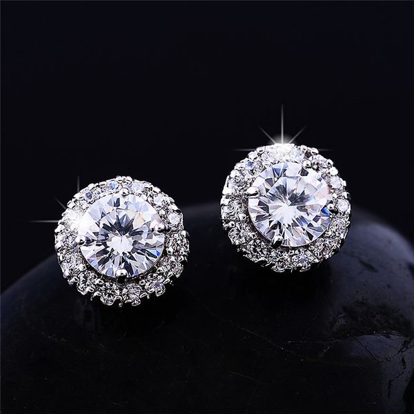 

2020 new arrival friends 18k white gold plated earings big diamond earrings for women white zircon earrings lbd, Golden;silver