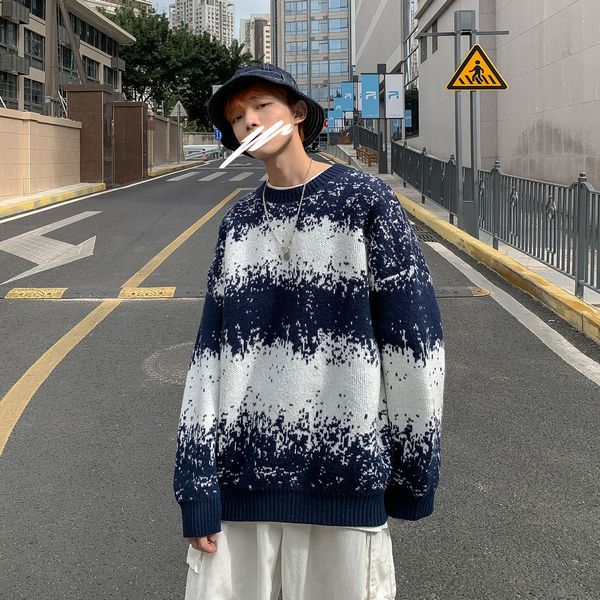 

jersey 2021 men's spring and winter new jacquard gradient sweater fashion young clothing 6y6n, White;black