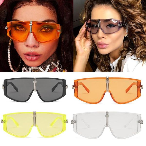 

wholesale oversized shades vintage sunglasses women men designer inspired shileld ocean green orange clear sun glasses luxury, White;black