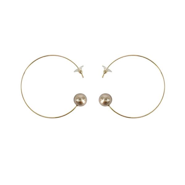 

charm gray pearl big hoop earrings accessories fashion exaggerated ear loop smooth circle for women girl's jewelry, Golden