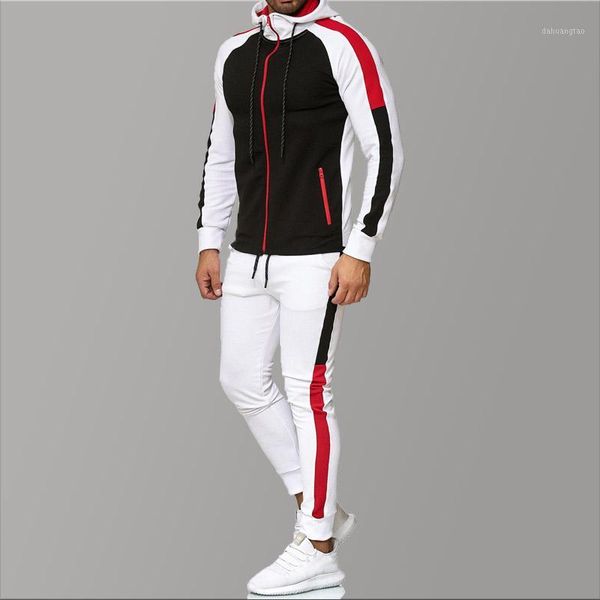 

5xl big size mens tracksuits 2019 men's clothing hoodies red stripe sport tracksuit men set casual tracksuit men sweat new1, Gray