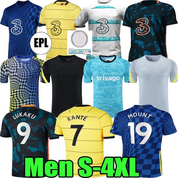 

21 22 cfc werner havertz soccer jerseys t.silva abraham chilwell ziyech pulisic giroud camiseta 2021 2022 kante mount home away third footba, Black;yellow