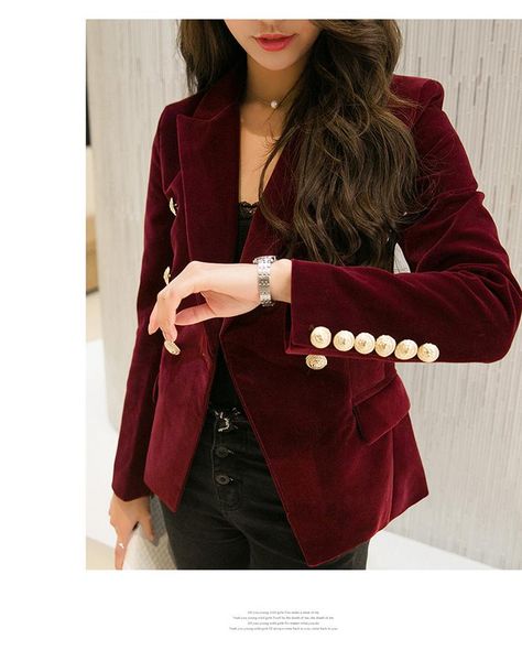 

women's jackets 2021 women spring retro velvet double breasted solid color long sleeve suit blazer work office coat mlxlxxl, Black;brown