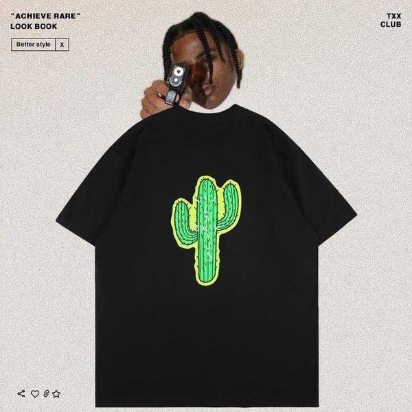 

travis scott cactus jack cactus t-shirt meichao high street hip hop loose men's and women's short sleeve tee, White;black