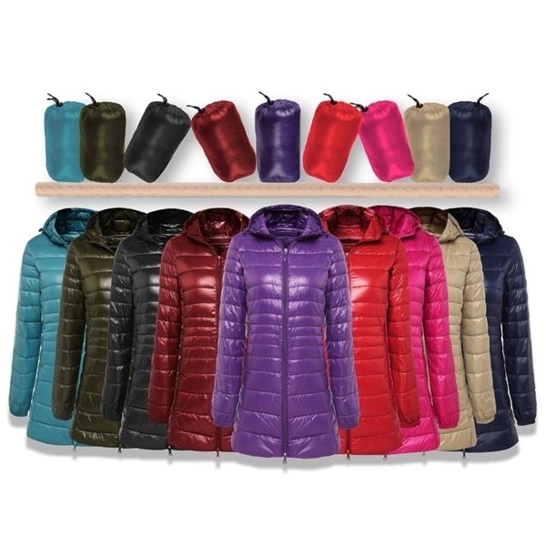 

newbang 7xl 8xl plus long down jacket women winter ultra light down jacket women with hooded down coat female big size coats c0127, Black