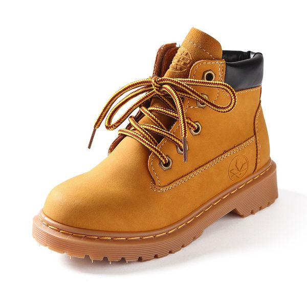 

children leather school boys girls martin kids snow winter plush warm cotton shoes ankle boots q1117, Black;red