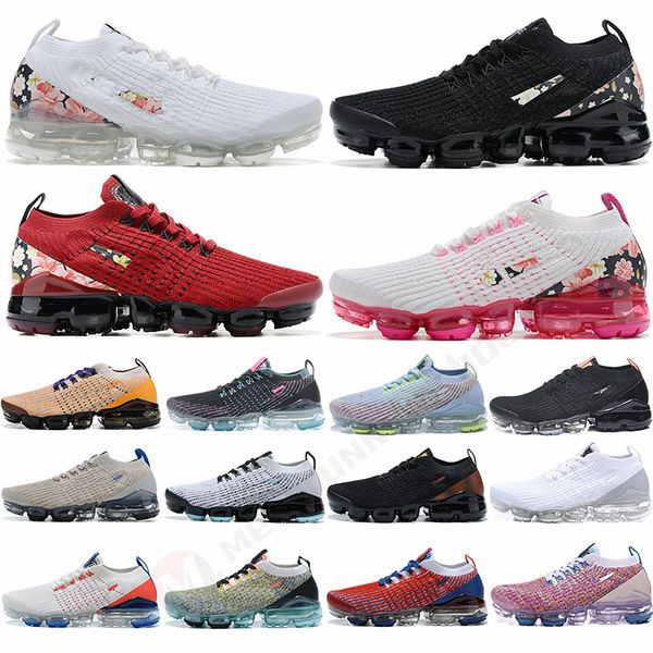 

luxurys designers vapourmax 2.0 3.0 fly trainers knit running shoes flowers triple black white digital pink mens womens run away sneakers