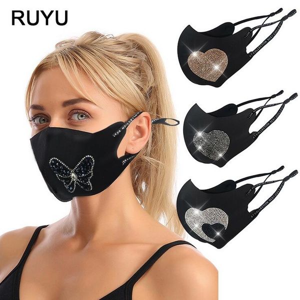 

bling party mask hollow crystal party masquerade face mask cottton anti-dust party masks women night club love heart pattern decorative