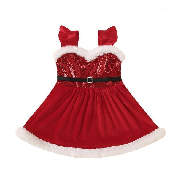 

girl's dresses 2021 christmas born baby clothes infant girl dress costume sequin sleeveless xmas princess party tutu 1-5 years1, Red;yellow
