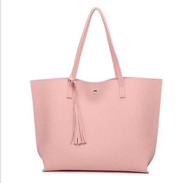 

ladies tassel totes women's bag shoulder handbag pu leather large capacity handbags bag
