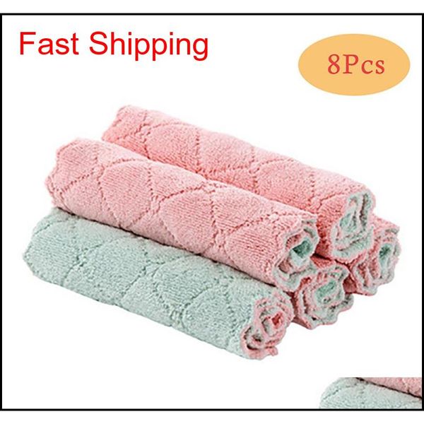 

8pcs microfiber kitchen dish cloth absorbent towel non-stick oil washing cloth rag for household tableware cleaning qyltjk bwkf
