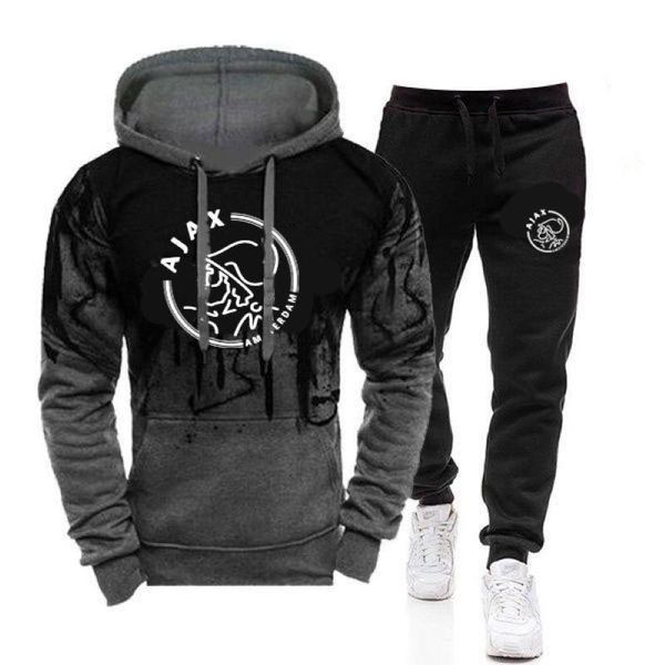 

sports tracksuit men 2 piece sets hooded sweatshirts spring men clothing hooded pullover pants suit male hombre -3xl, Gray