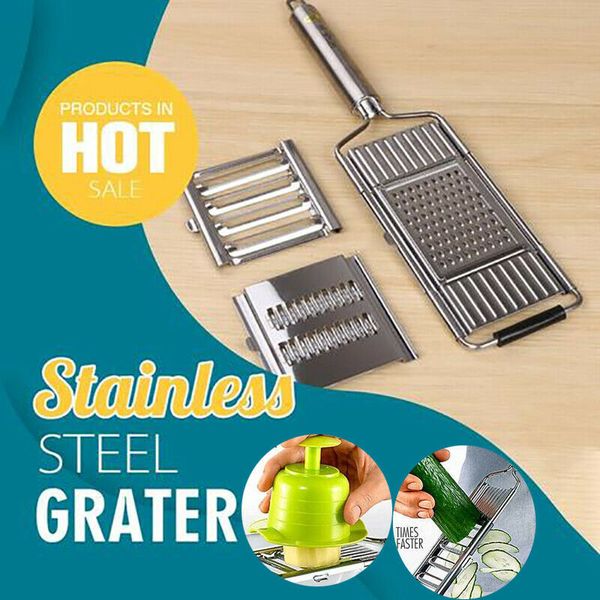 Shredder Cutter Edelstahl-Werkzeug Tragbarer manueller Gemüsehobel Leicht zu reinigende Reibe mit Griff Mehrzweck-Heimküche 20220107 Q2