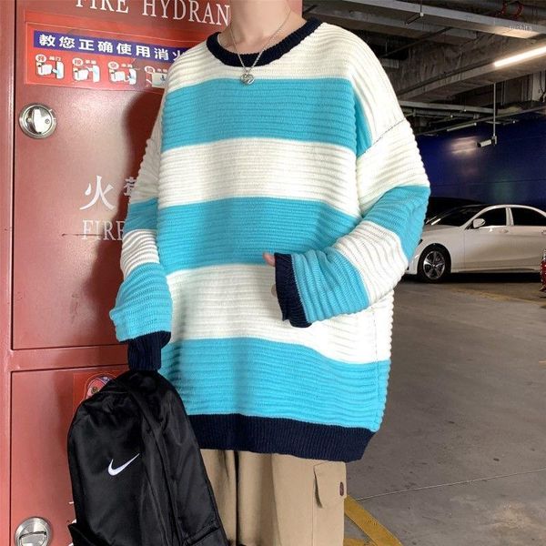 

winter striped sweater men's warm fashion casual o-neck knitted pullover men loose knitting sweaters mens clothes -5xl1, White;black