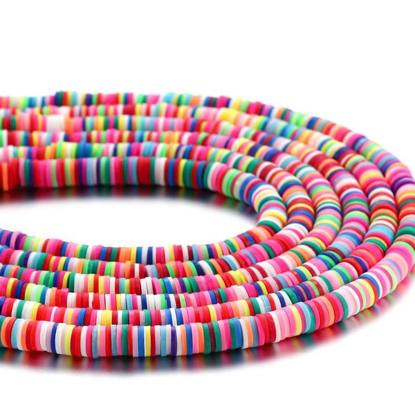 

15inch 4 mm flat round clay beads polymer mixed colors spacer loose beads for bracelet diy jewelry making supplies co bbybvb