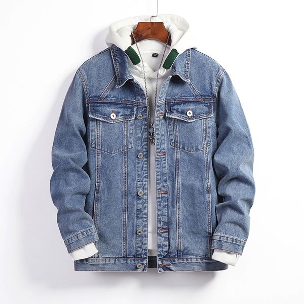 

2021 spring fashion men trendy ripped denim mens outwear jeans jacket male cowboy coats clothing 6xl 7xl oj2b, Black;brown