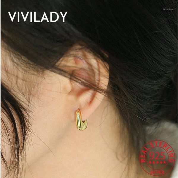 

vivilady authentic 925 sterling silver tiny geometric oval women hoop earrings chic normcore for female party jewelry brincos1, Golden;silver