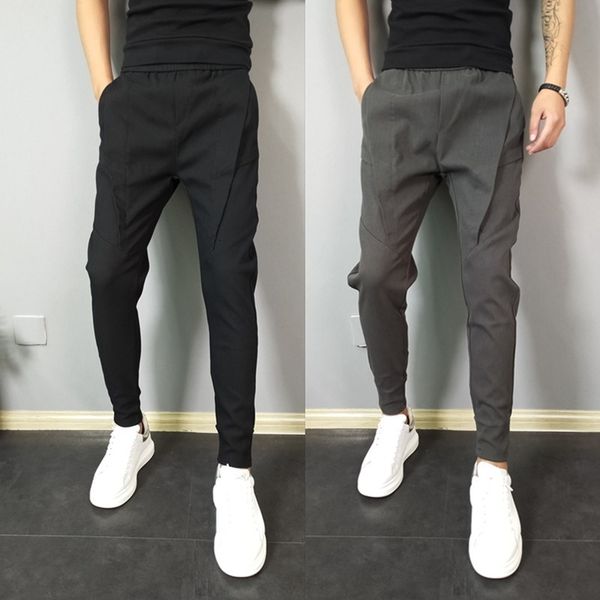 

spring new style solid color small foot casual capris men's slim harlan versatile leggings spiritual society trend, Black