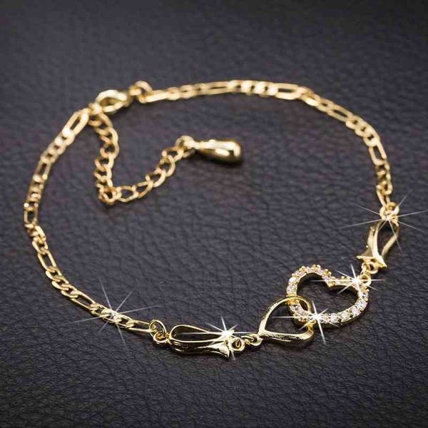

double heart ankle for women bracelet silver color crystal barefoot beach accessories anklet leg chain jewelry gift wholesale, Red;blue
