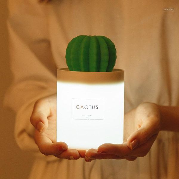 

usb ultrasonic humidifier air purifier cactus led night light mini humidifier for home car gift1