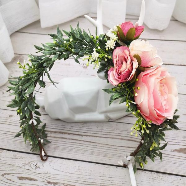 

women wedding rose flower crown birthday party headband women hair accessories girl rural floral garland wedding floral qylhpf