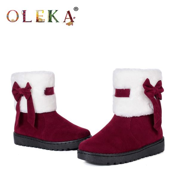

oleka mid-calf winter ladies boots platform flower round toe winter boots sweet style snow new as321, Black
