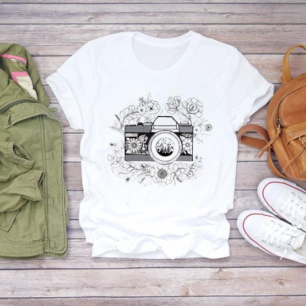 

women 2020 camera mountain cute vintage printing print summer shirt t-shirts t graphic female ladies womens tee t-shirt, White
