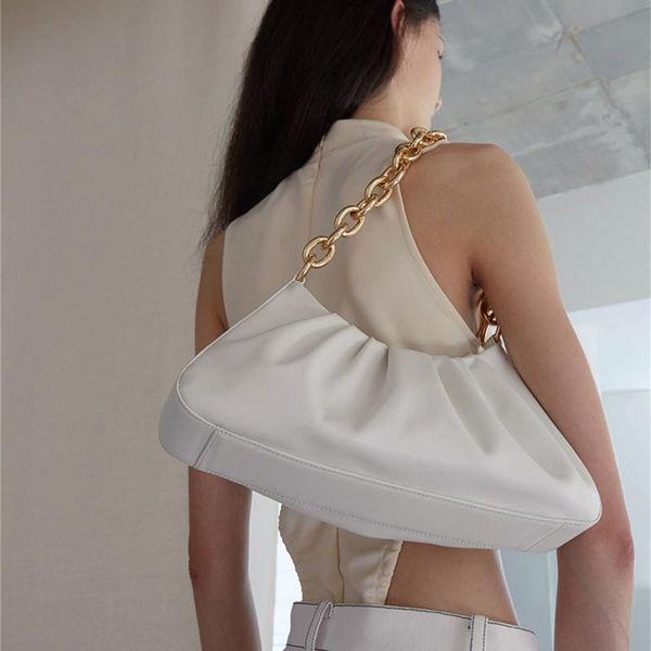 

cross body fashion folds design women's handbags designer thick chain women shoulder bag casual solid coulds ladies hand bags for