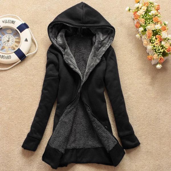 

women's jackets woman jacket winter clothes women warm sherpa lined zip up hooded sweatshirt coat manteau femme veste, Black;brown