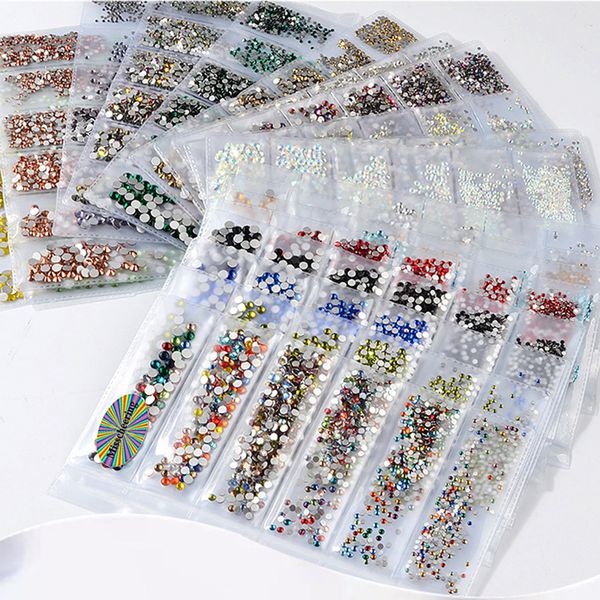 

crystal rhinestone nail decoration ss4-ss16 3d glass nail art rhinestones mixed size nails stones accessories 20 styles, Silver;gold