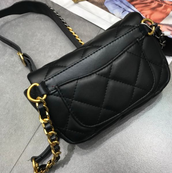 

famous designer brand new genuine leather lambskin pocket waist bag with chain belt bag black