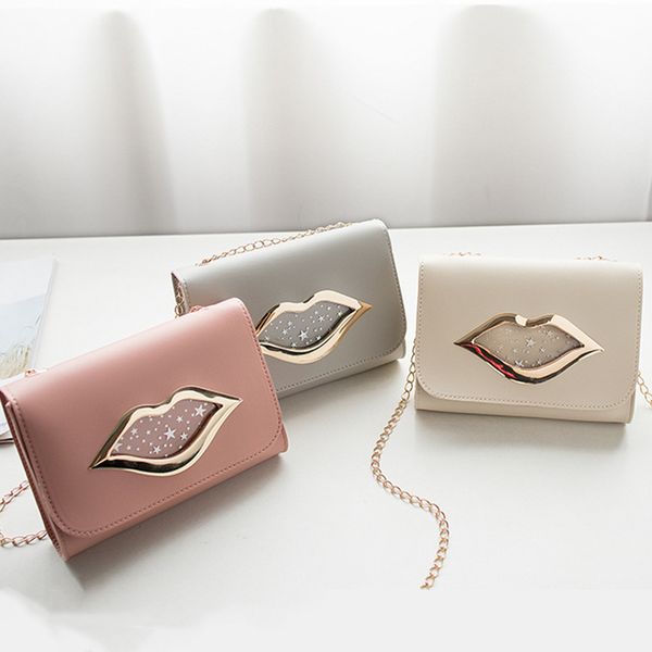

wholesale price pu leather flap lady messenger bag women fashion lip shoulder bag handbag crossbody bag presbyopic package mobile phone