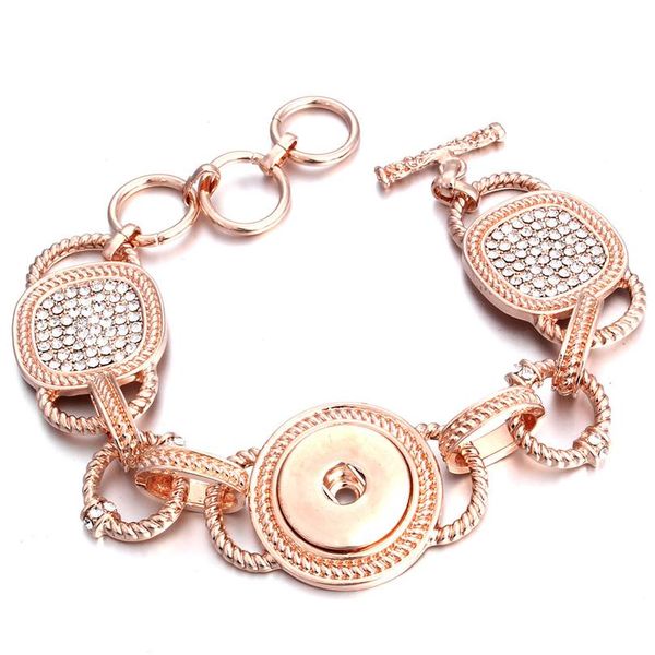 

new snap jewelry rose gold silver plated crystal snap button bracelet bangle simple bracelet for men wom bbyyvs, Golden;silver