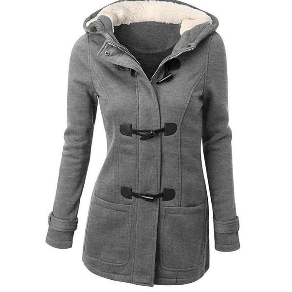 

hoodies women jacket plus size warm duffle coat buckle front winter parka coat outerwear hooded female coat, Black