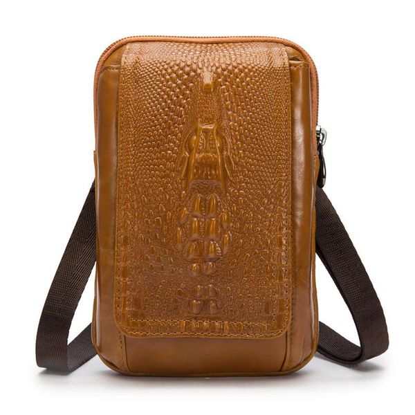

waist bags men pack genuine leather shoulder vintage male fanny with phone pocket cash money bag 2021-1