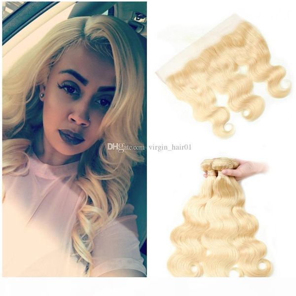 

blonde body wave human hair weaves with lace frontal closure 13x4 baby hair around human hair weaves with lace frontal closure, Black;brown