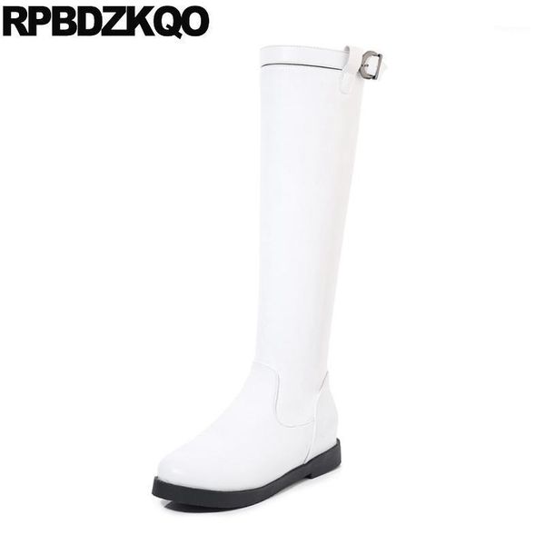 

plus size equestrian 12 44 white knee high shoes women boots long fashion trend big heel riding chunky waterproof1, Black
