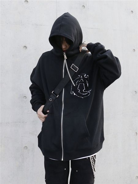 

a chock mens 2021 ship hop furry letter block jackets mens harajuku cardigan hoodies, Black