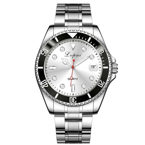 

commercial men's 2020 fashion atmospheric new quartz watch men's steel belt simple watch, Slivery;brown