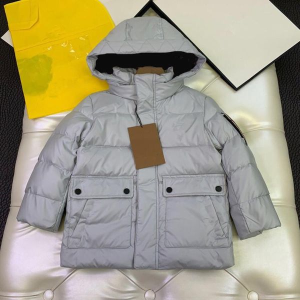 

new boys and girls' outerwear for winter 2020 white duck down children's down jacket hooded thermal jacket, Blue;gray