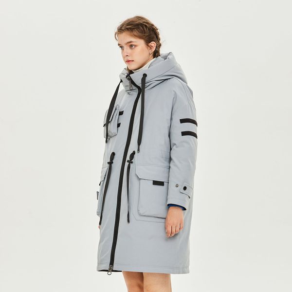 

allure amore hooded ladies puffer cotton coat long parka long white duck women down jacket warm work clothes oversize large size 201203, Black