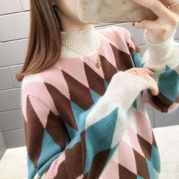 

room 154103, row 11, no.1] actual p of new angora diamond color matching pullover 581, White;black