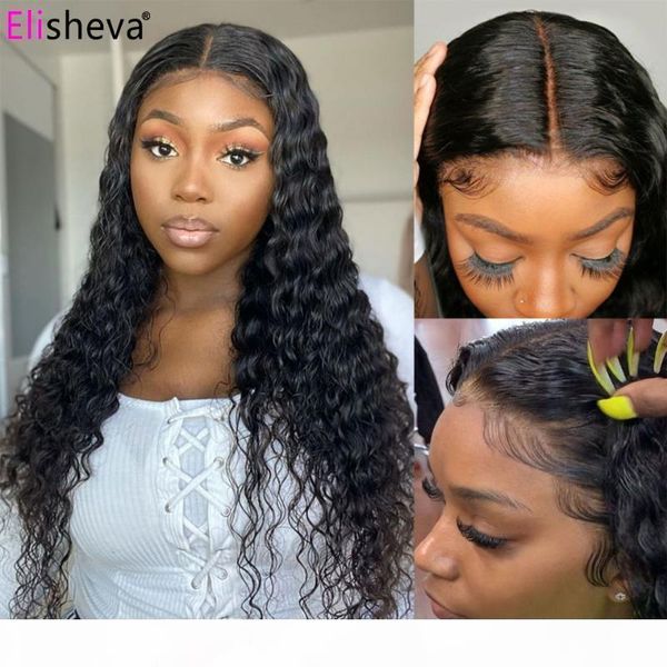 

30 inch deep wave t part lace wig human hair wigs brazilian hair wig middle t part human wigs 13x4x1 lace front remy, Black;brown