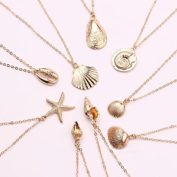 

2020 Fashion Gold Multi layer Necklace For Women Shell Choker Necklaces & Pendants Female Ocean Jewelry1, Silver