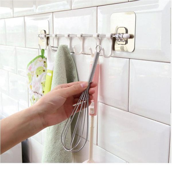 

strong suction cup hook strong sticky 6 hooks up wall rails towel shelf rack hooks hanger kitchen cupboard stor bbyfyd